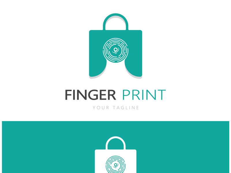 simple flat fingerprint logo,for security,identification,badge,emblem,business card,digital,vector