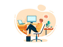 Businessman brainstorming about startup