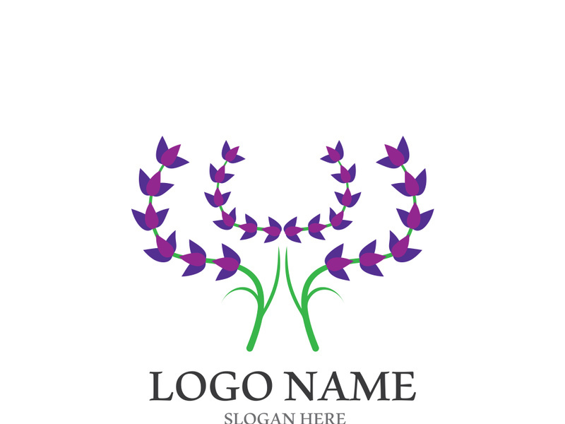 Fresh lavender flower logo vector flat design