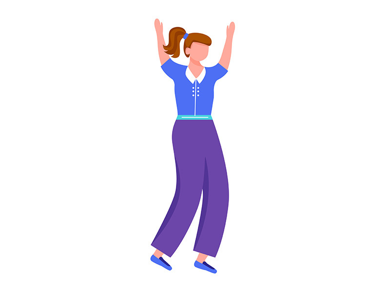 Cheerful young woman flat vector illustration
