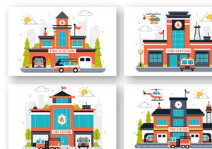 10 Fire Station Building Illustration