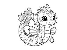 Cute cartoon dragon baby smiling vector illustration