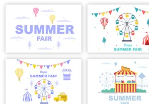 17 Summer Fair Carnival Landscape Playground Illustration