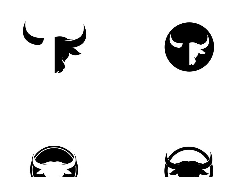 Retro vintage bull head horns logo design.