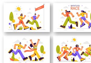 9 Marathon Race Sport Illustration