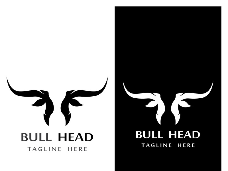 Retro vintage bull head horns logo.