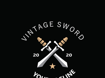 Sword vintage logo design. illustration sword element, can be used as logotype, icon, template coat of arms concept preview picture