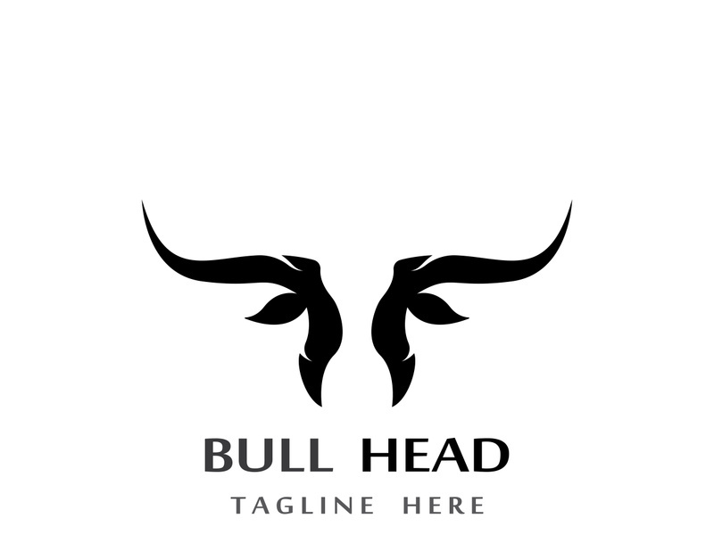 Retro vintage bull head horns logo.