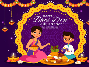 12 Bhai Dooj Indian Festival Illustration preview picture