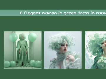 Elegant woman in green dress in room preview picture