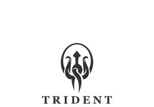 Trident Poseidon Logo, Spear Simple Vintage Template Design