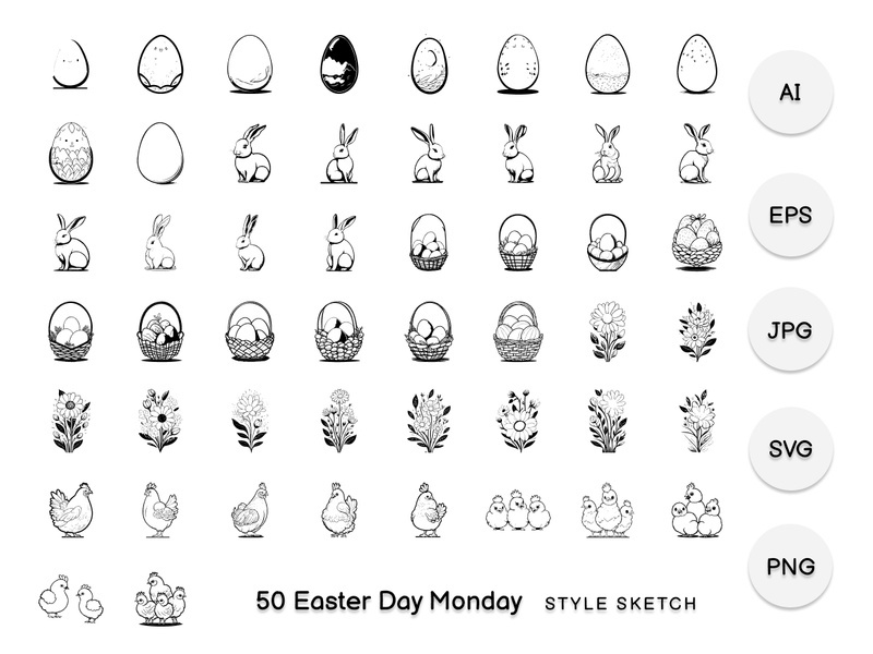 Easter Day Monday Element Draw Black