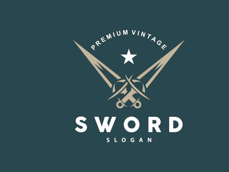 Sword Logo, Fighter War Weapon Vector