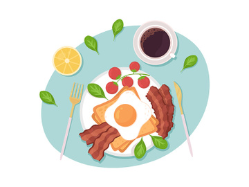 Nutritious breakfast 2D vector isolated illustration preview picture