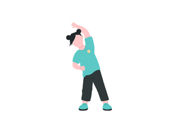 Kindergarten girl exercising flat color vector faceless character preview picture
