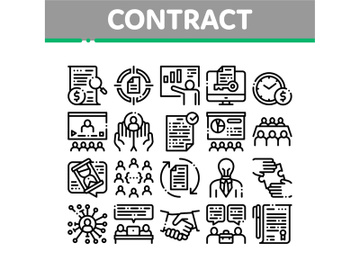 Contract Collection Elements Icons Set Vector preview picture