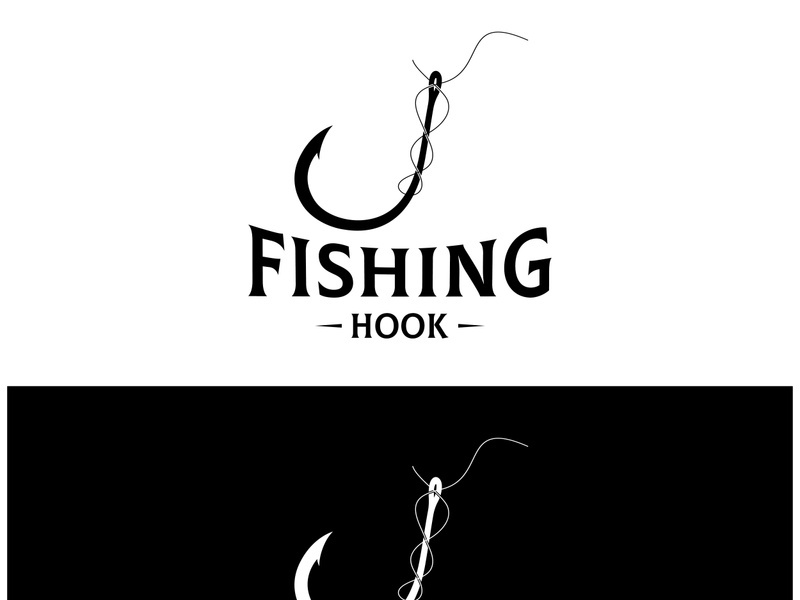 fishing hook logo design, fishing bait, fishing shop, tournament, angler, fishing community