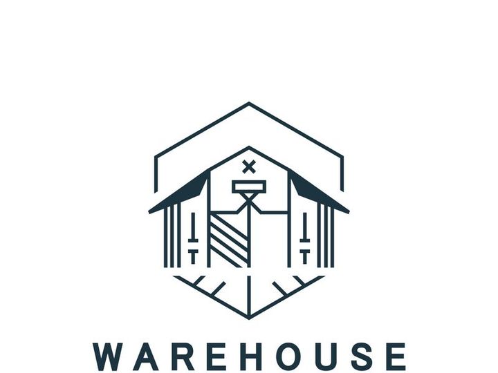 Warehouse modern storage logo business industry illustration