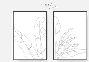 Banana leaves line art