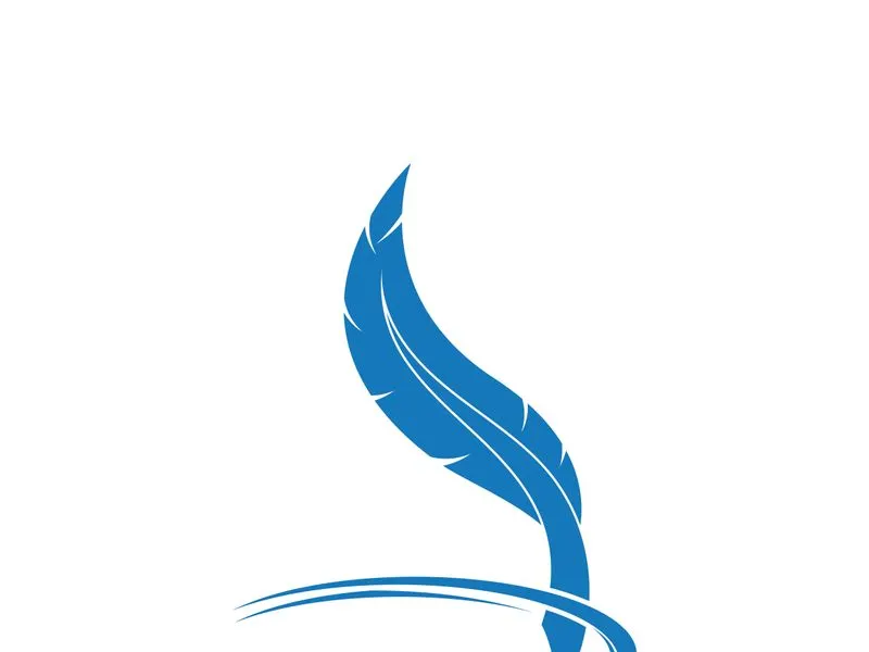 Feather quill design icon and logo illustration classic stationery