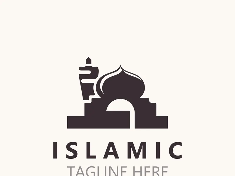 Diseño de logo de mezquita islámica, plantilla islámica, idea creativa de gráficos vectoriales de Ramadán