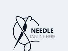 Needle and thread Sewing logo outline combination Line flat design template Simple icons. Concept tailor illustration