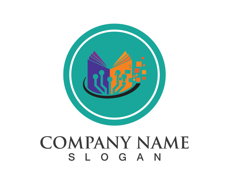 Digital book logo technology vector icon design
