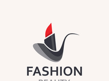 Lipstick logo design for makeup fashion shop and beauty vector cosmetic design template