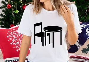 Round table and chair silhouette