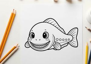cute smiling fish mascot vector illustration flat design