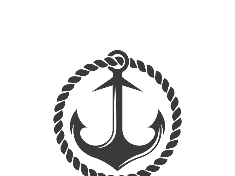 Anchor logo icon boat ship marine navy design vector