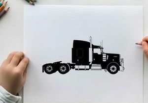 Silhouette of a semi truck with trailer