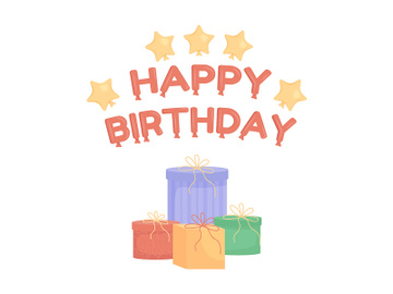 Birthday gifts and presents semi flat color vector object preview picture