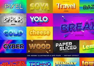 100 in 1 Bundle Multipurpose Text Effect Style