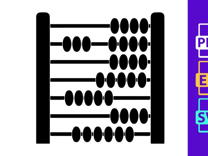 Abacus Counting Tool for Math and Business Black Vector Icon
