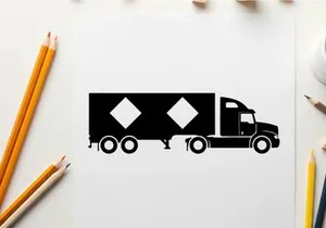 Silhouette of a semi truck with diamond markings on trailer