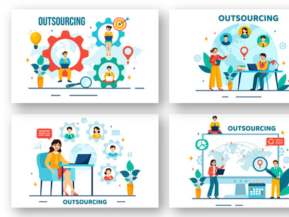 12 Outsourcing Business Illustration