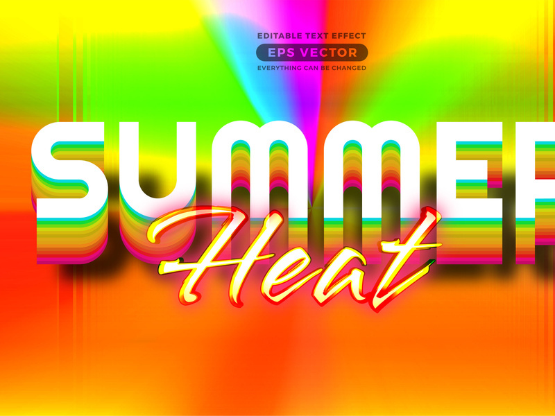 Summer heat editable text effect style with theme vibrant neon light concept for trendy flyer, poster and banner template promotion