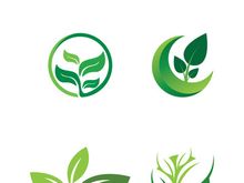 Logos of green tree leaf ecology nature element vector