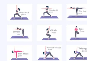 30 Yoga Poses and Fitness Exercises Illustration