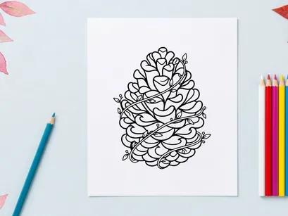 Ilustrasi kerucut pin abstrak. Gambar botani artistik untuk proyek desain