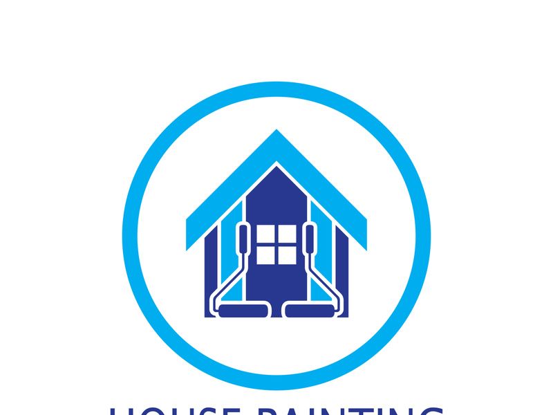 logo icon illustration house paint with a blend of brushes and rollers for house wall paint design, minimalist house, painting, interior, building, property business, wallpaper, vector concept