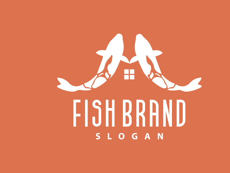 Koi Fish Logo Design, Ornamental Fish Vector