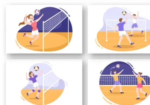 15 Volleyball Player Cartoon Illustration