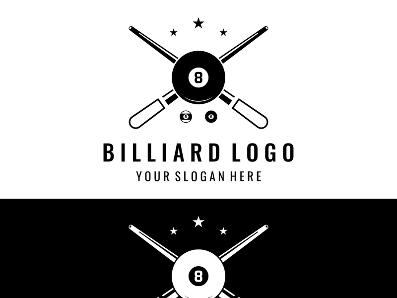 Retro vintage billiard ball game logo design.