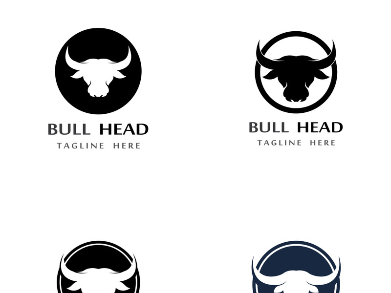 Retro vintage bull head horns logo design.