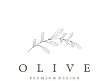Hand drawn Botanical logo,leaf and natural olive fruit .Herbal, olive oil,cosmetic or beauty.
