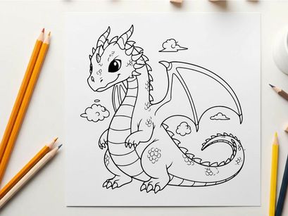 Cute baby dragon breathing smoke vector illustration flat design
