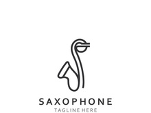 Saxophone music logo design simple modern and minimalist illustration