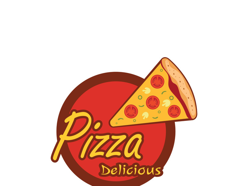 pizza logo design template illustration vector